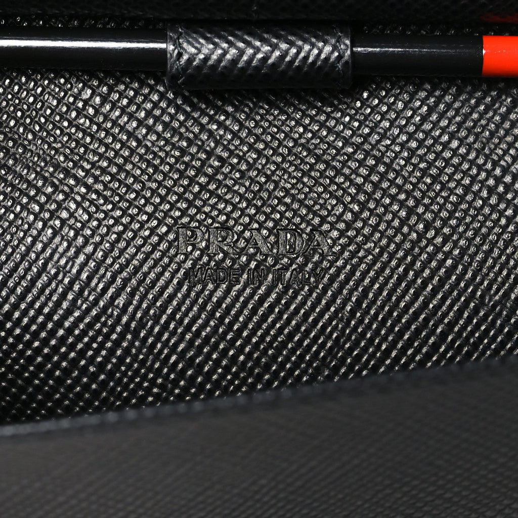 Saffiano Metal Large Zip Around Travel Wallet Black