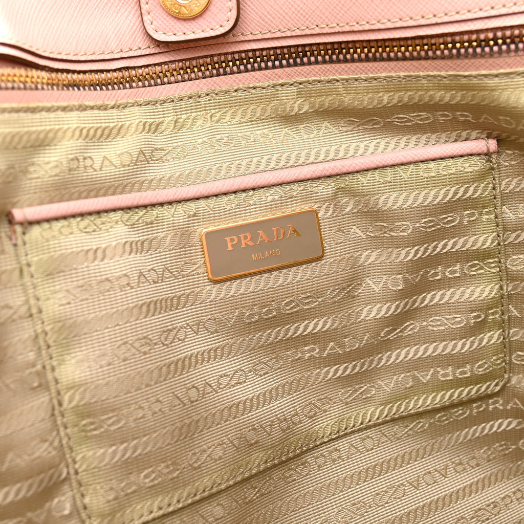 Saffiano Lux Medium Bi-Color Tote Orchidea Talco