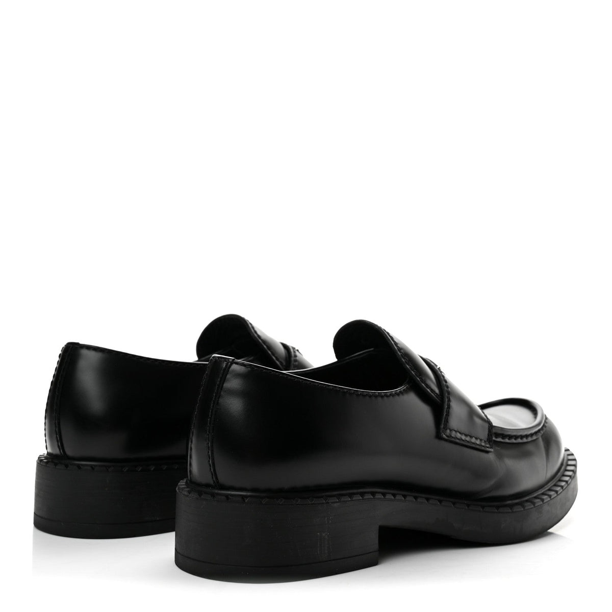 Spazzolato Metal Triangle Logo Mens 35mm Loafers 9.5 Black