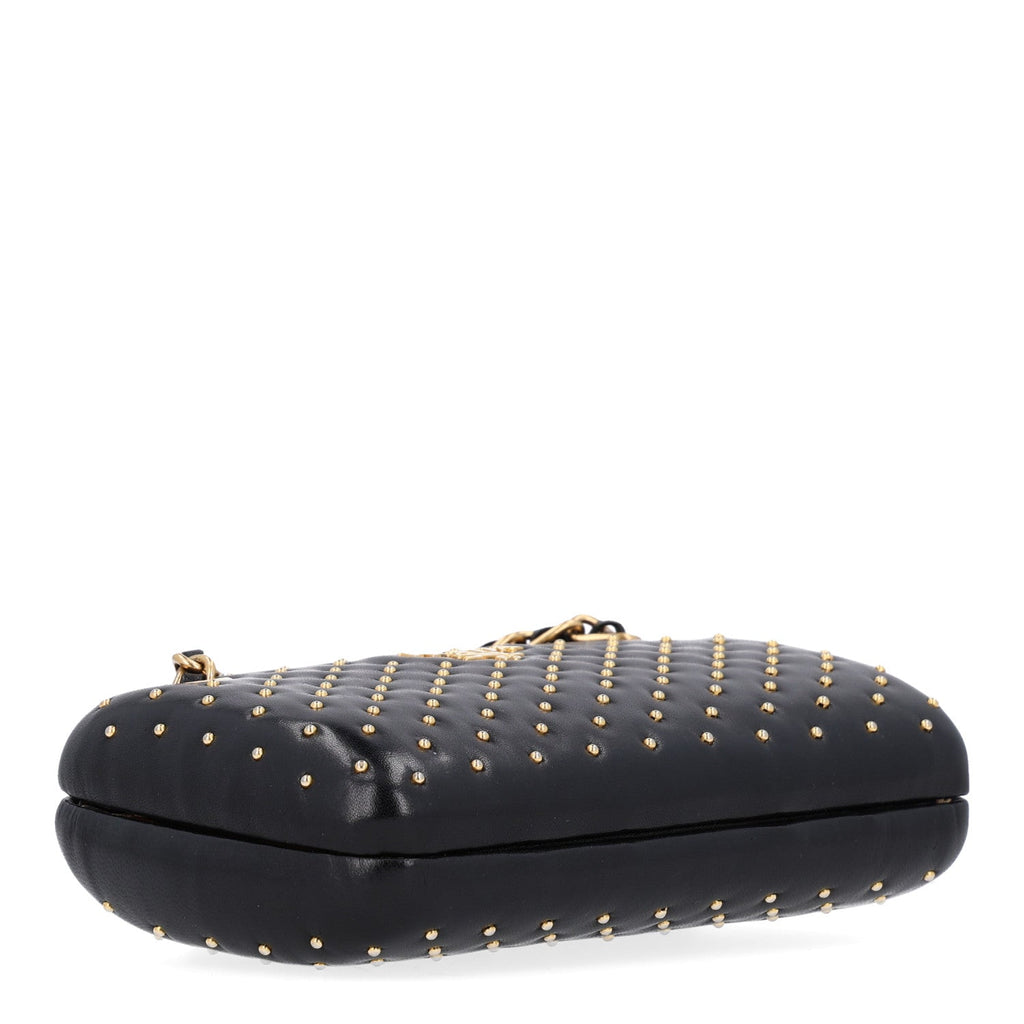 Nappa Studded Chain Clutch Black