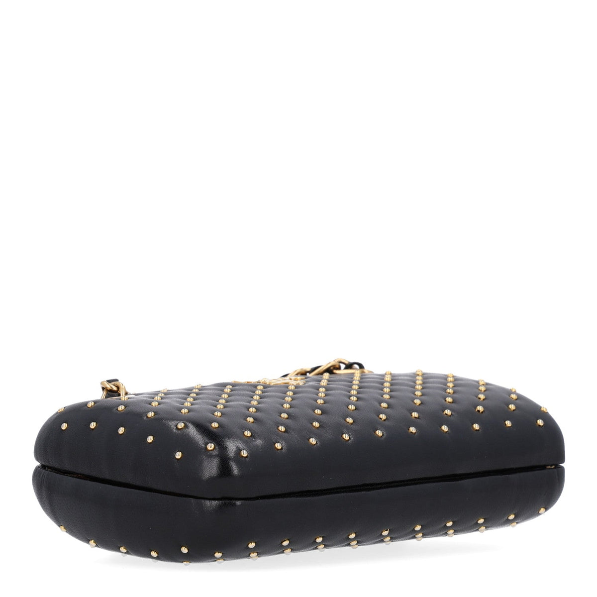 Nappa Studded Chain Clutch Black