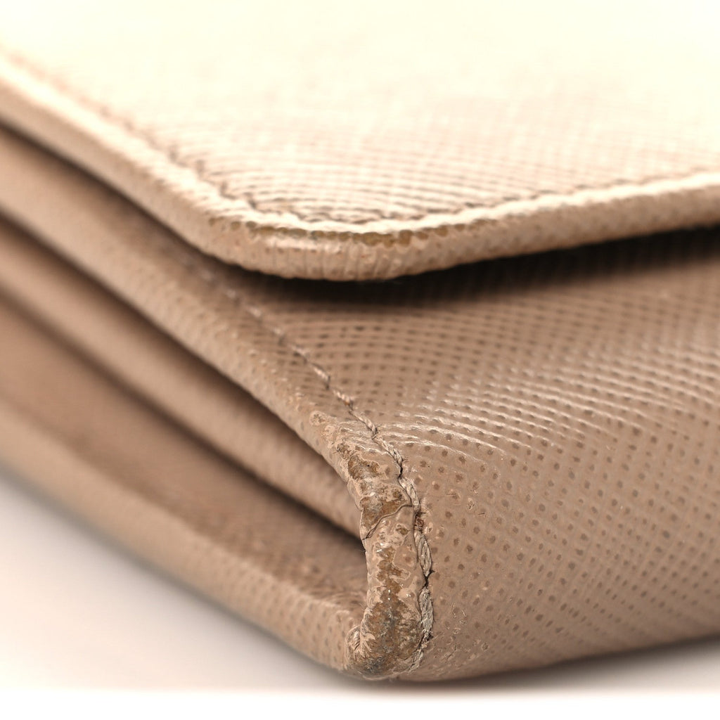 Saffiano Metal Continental Flap Wallet Cammeo