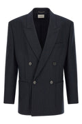 Pinstripe Double-Breasted Blazer
