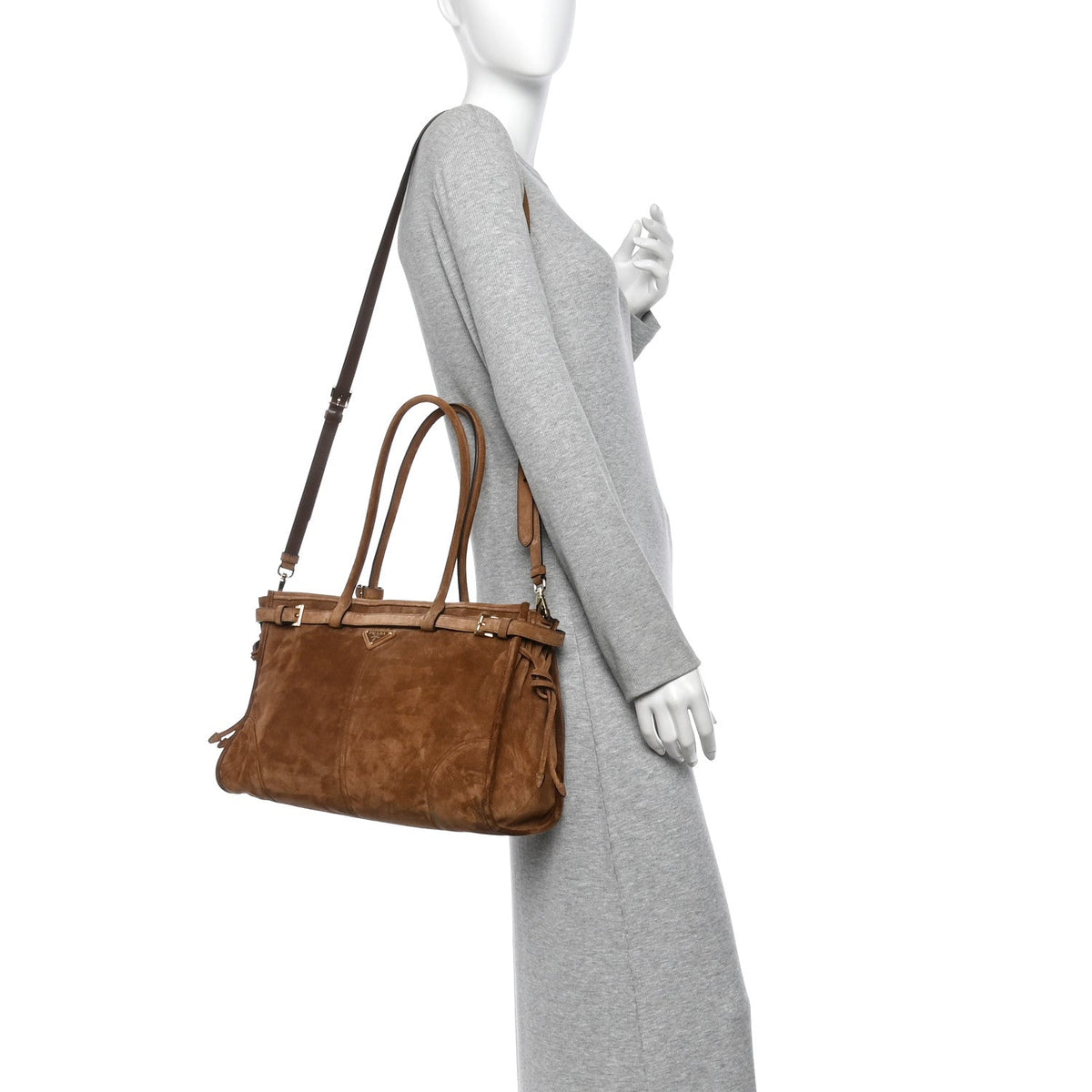 Suede Large Bonnie Shoulder Bag Cocoa Brown