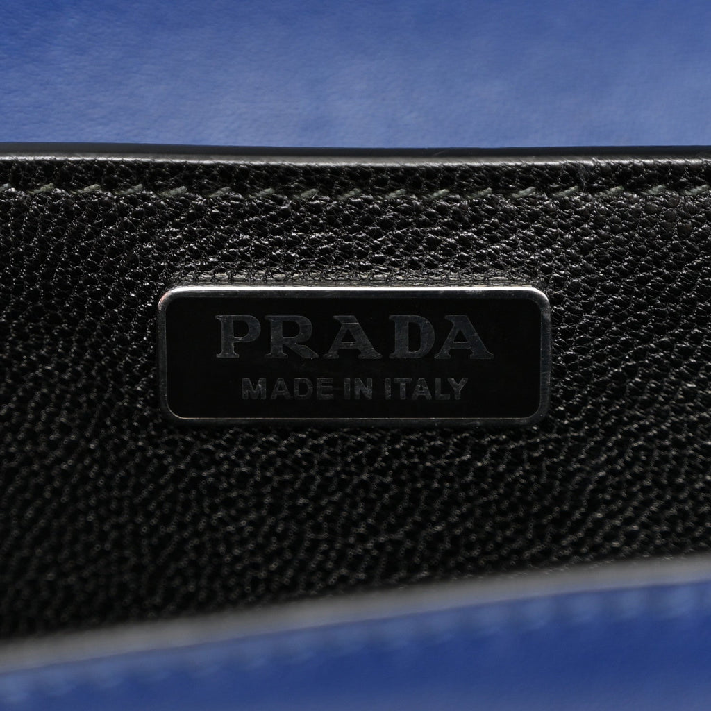 City Calf Saffiano Studded Cahier Bag Blue Black
