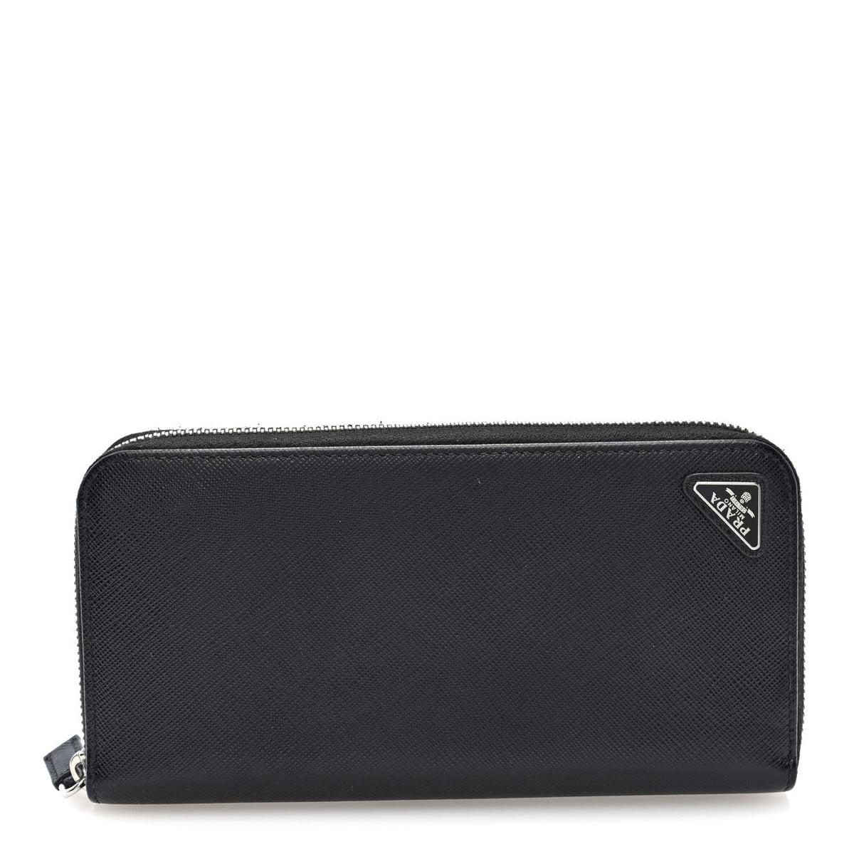 Saffiano Triangle Zip Wallet Black