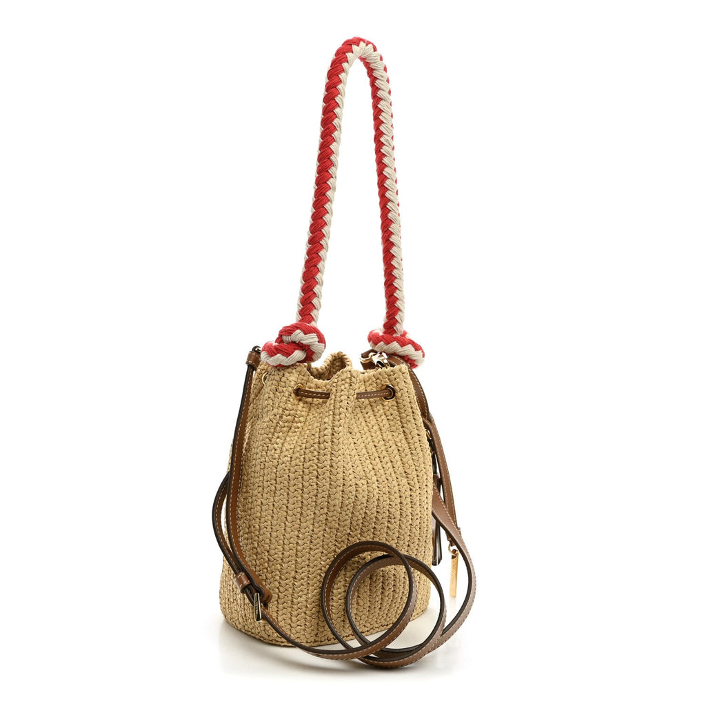Yarn Raffia Effect Rope Crochet Small Bucket Bag Naturale