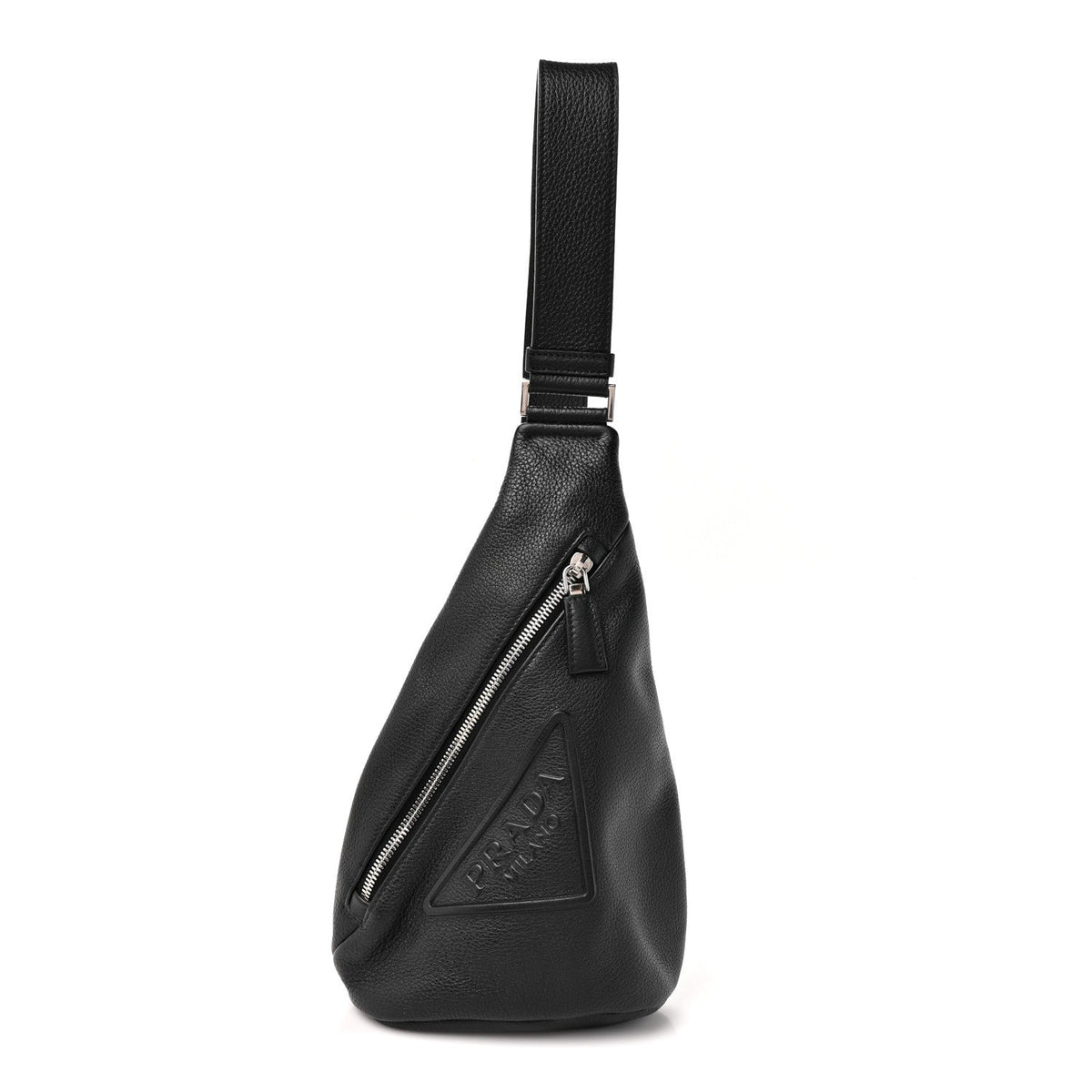 Vitello Daino Logo Embossed Cross Sling Backpack Black