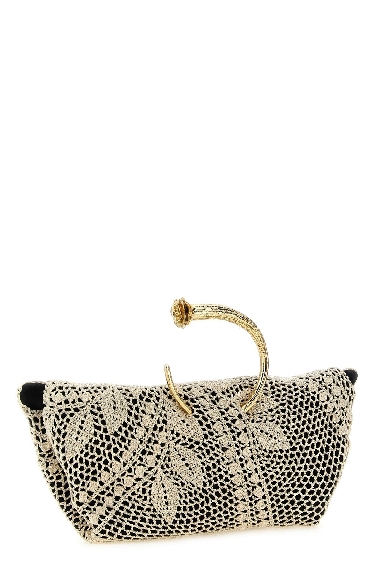 Crochet Floral Clutch with Sculptural Rose Handle