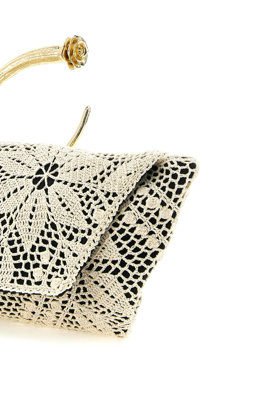 Crochet Floral Clutch with Sculptural Rose Handle