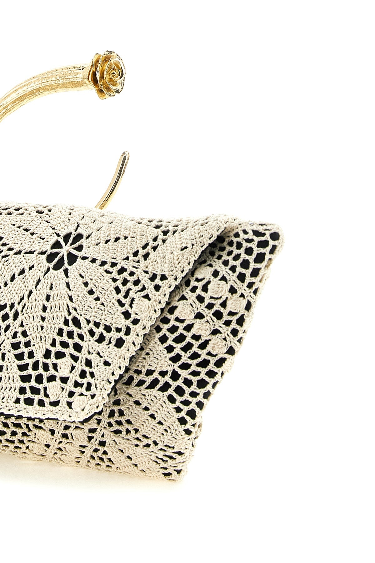 Crochet Floral Clutch with Sculptural Rose Handle