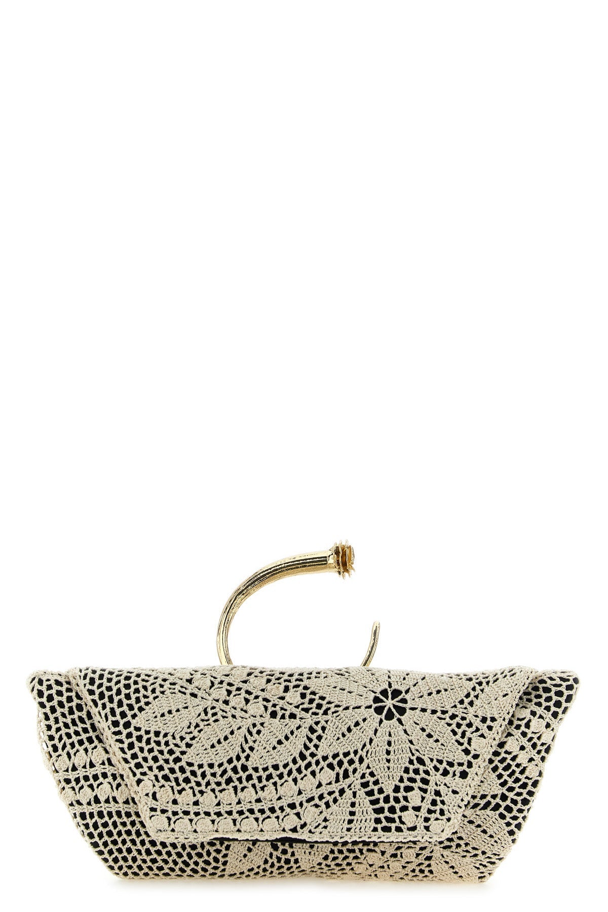 Crochet Floral Clutch with Sculptural Rose Handle