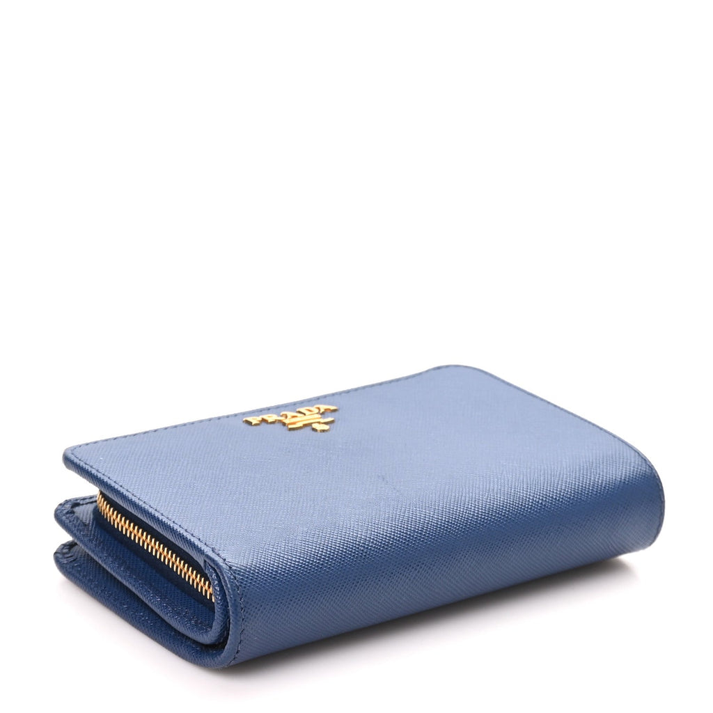 Saffiano Metal Compact Wallet Bluette