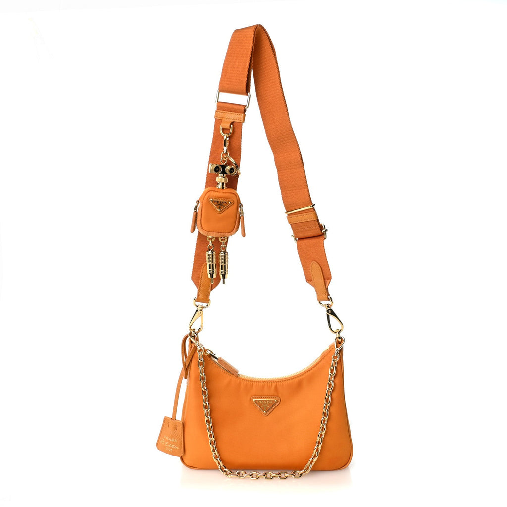 Nylon Saffiano Re-Edition 2005 Shoulder Bag Amber