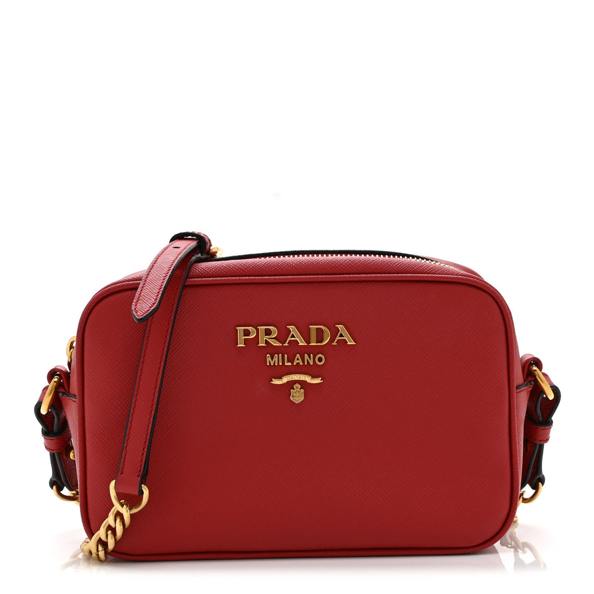Saffiano Mini Camera Crossbody Bag Rosso