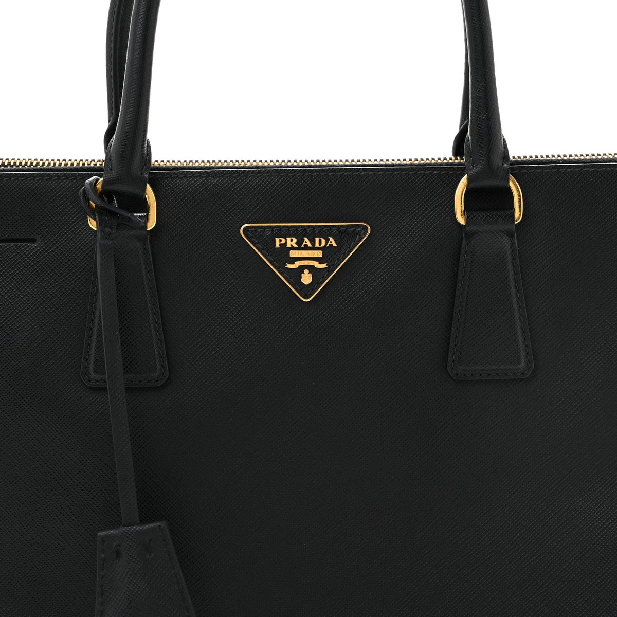 Saffiano Lux Large Galleria Double Zip Tote Black