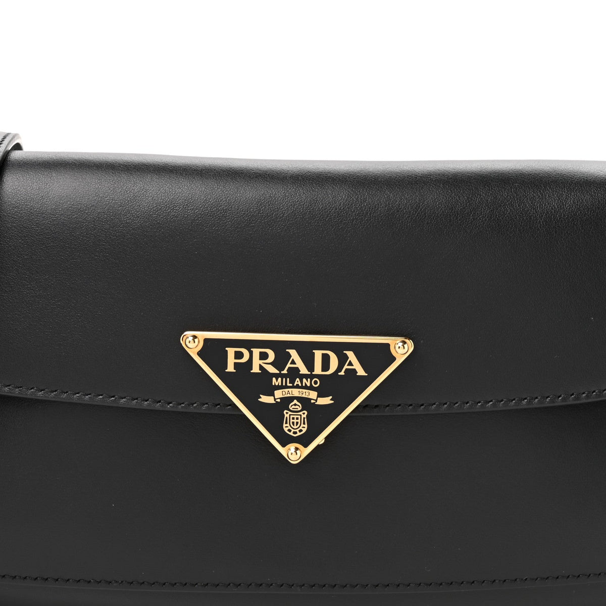 City Calf Triangle Flap Shoulder Bag Black