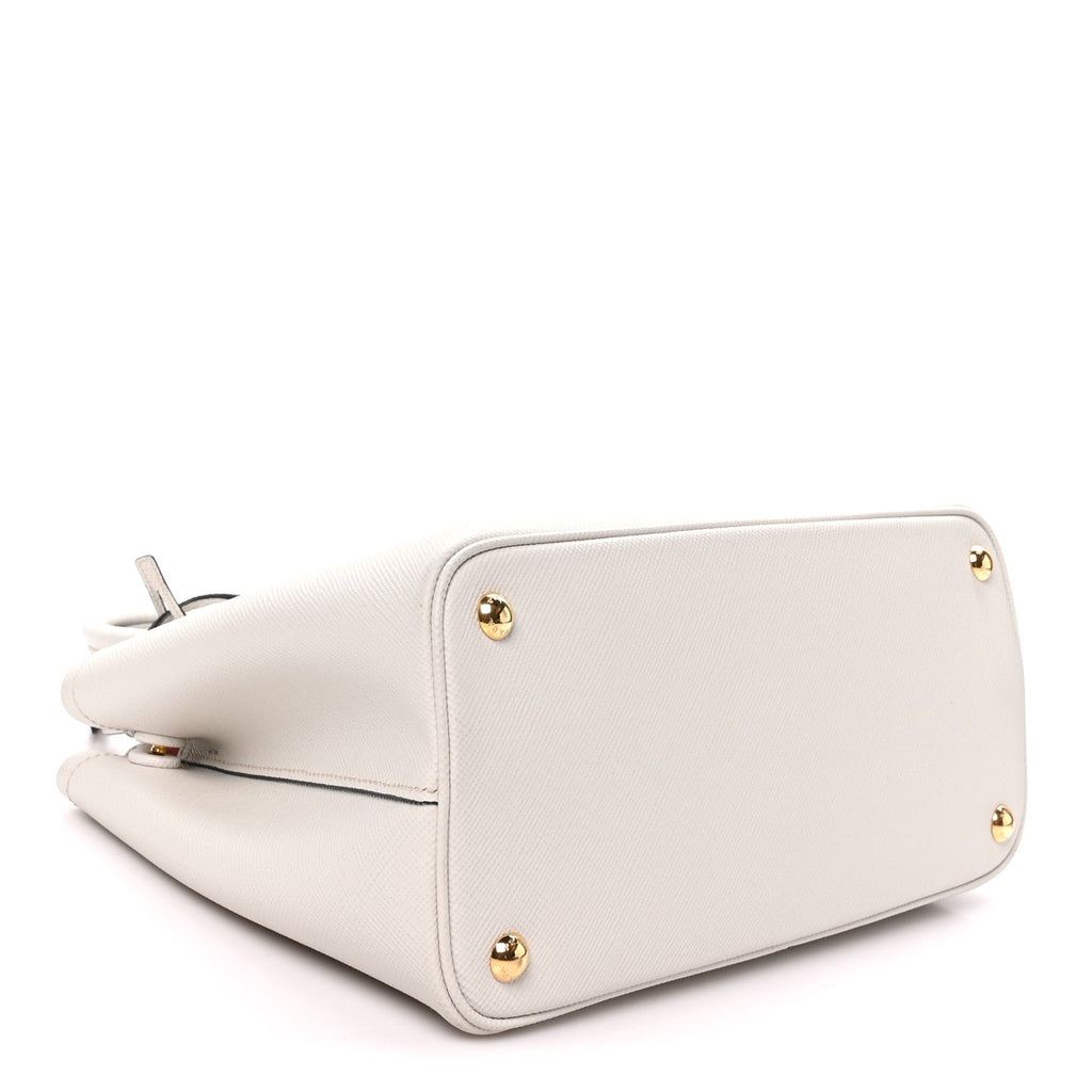 Saffiano Cuir Small Double Bag Talco Lacca