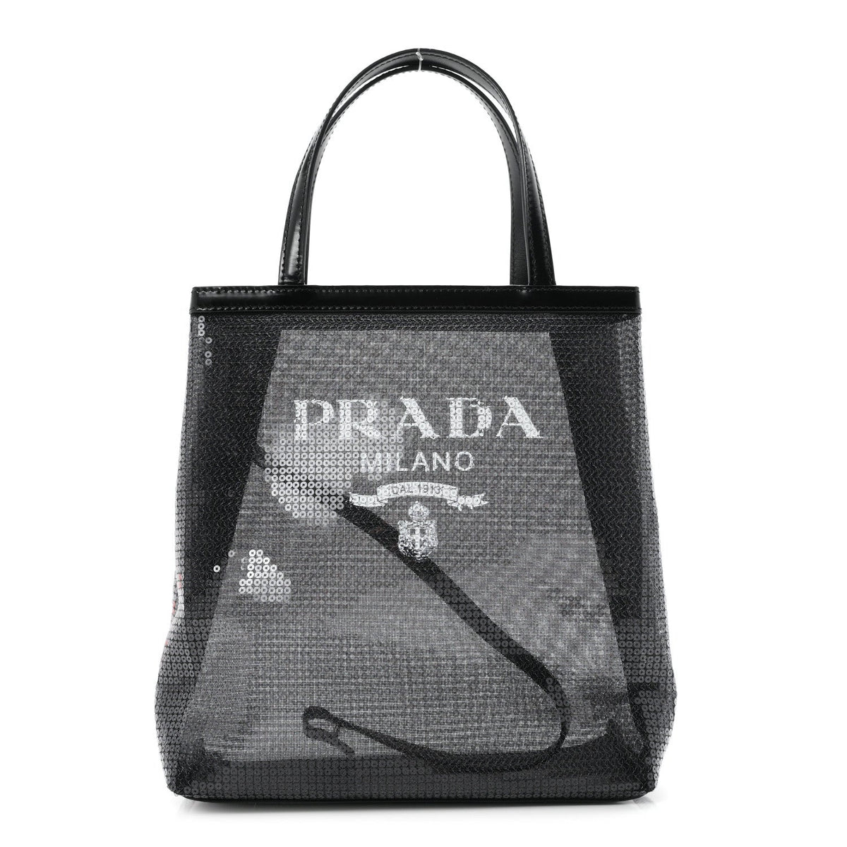 Sequin Rete Paillettes Small Tote Bag Black