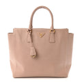 Saffiano Soft Calfskin Double Handle Satchel Cipria