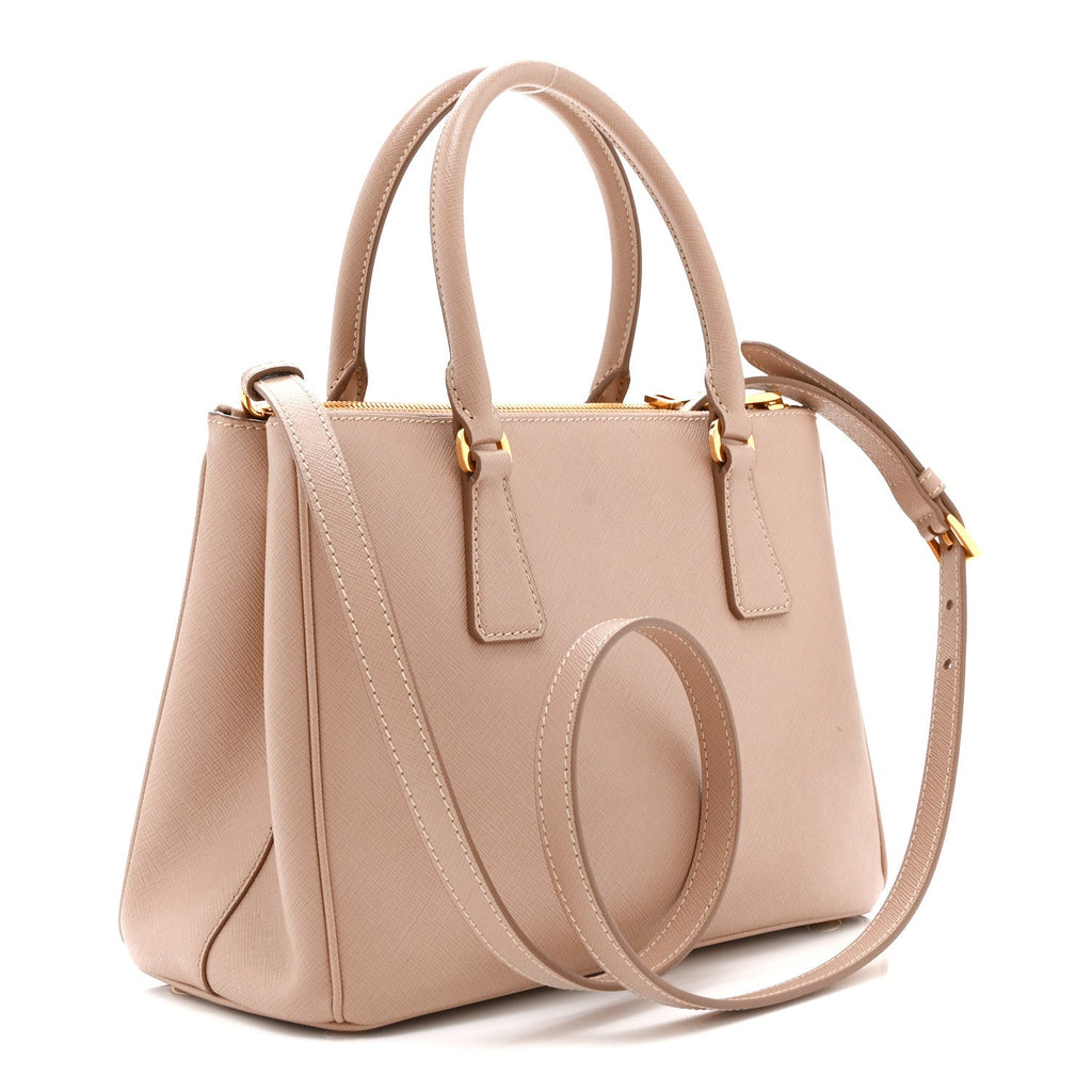 Saffiano Lux Small Galleria Double Zip Tote Cipria