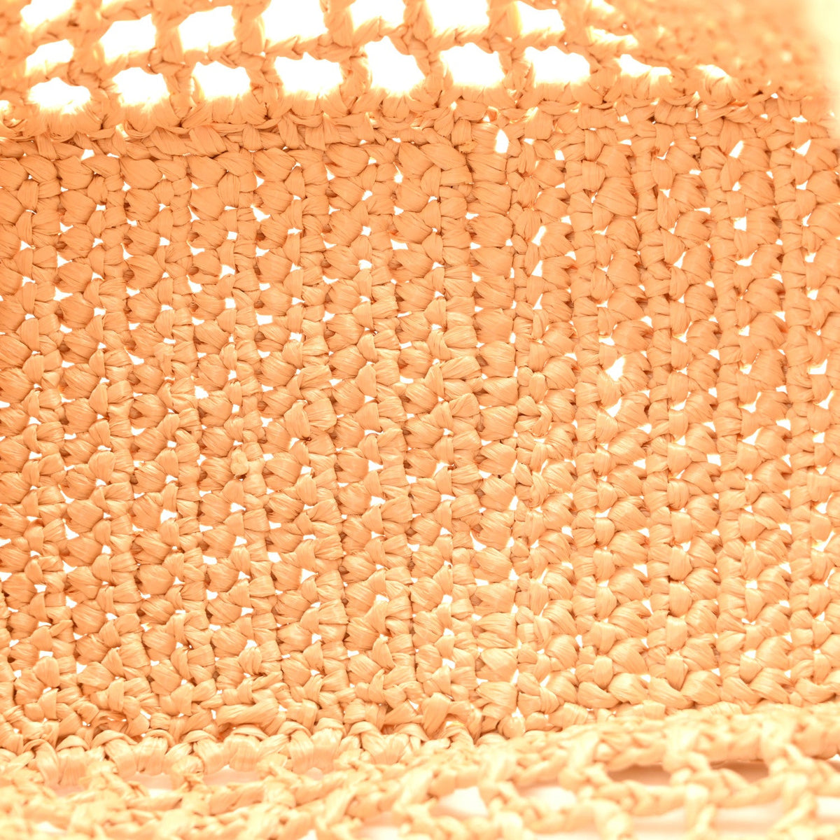 Yarn Raffia Effect Crochet Logo Embroidered Small Tote Bag Naturale