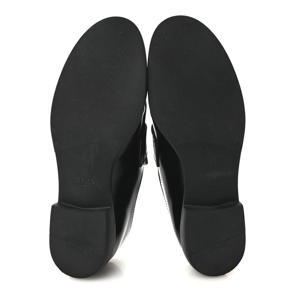 Spazzolato Metal Triangle Logo 20mm Loafers 40 Black