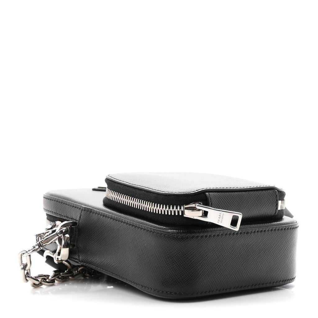 Saffiano Phone Crossbody Pouch  Black