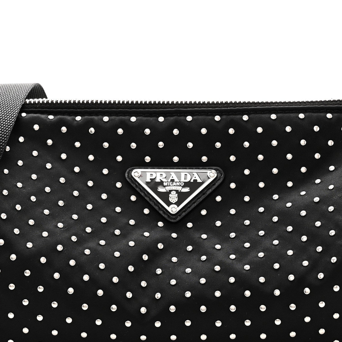 Re-Nylon Studded Shoulder Bag Black