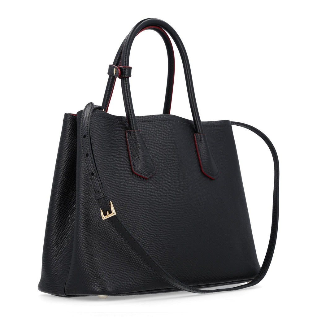 Saffiano Cuir Medium Double Bag Black Fuoco