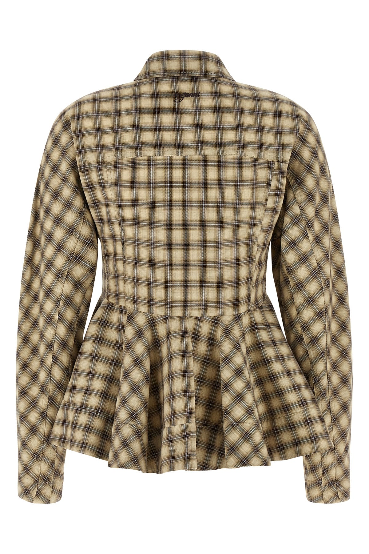 Check Flannel Peplum Shirt