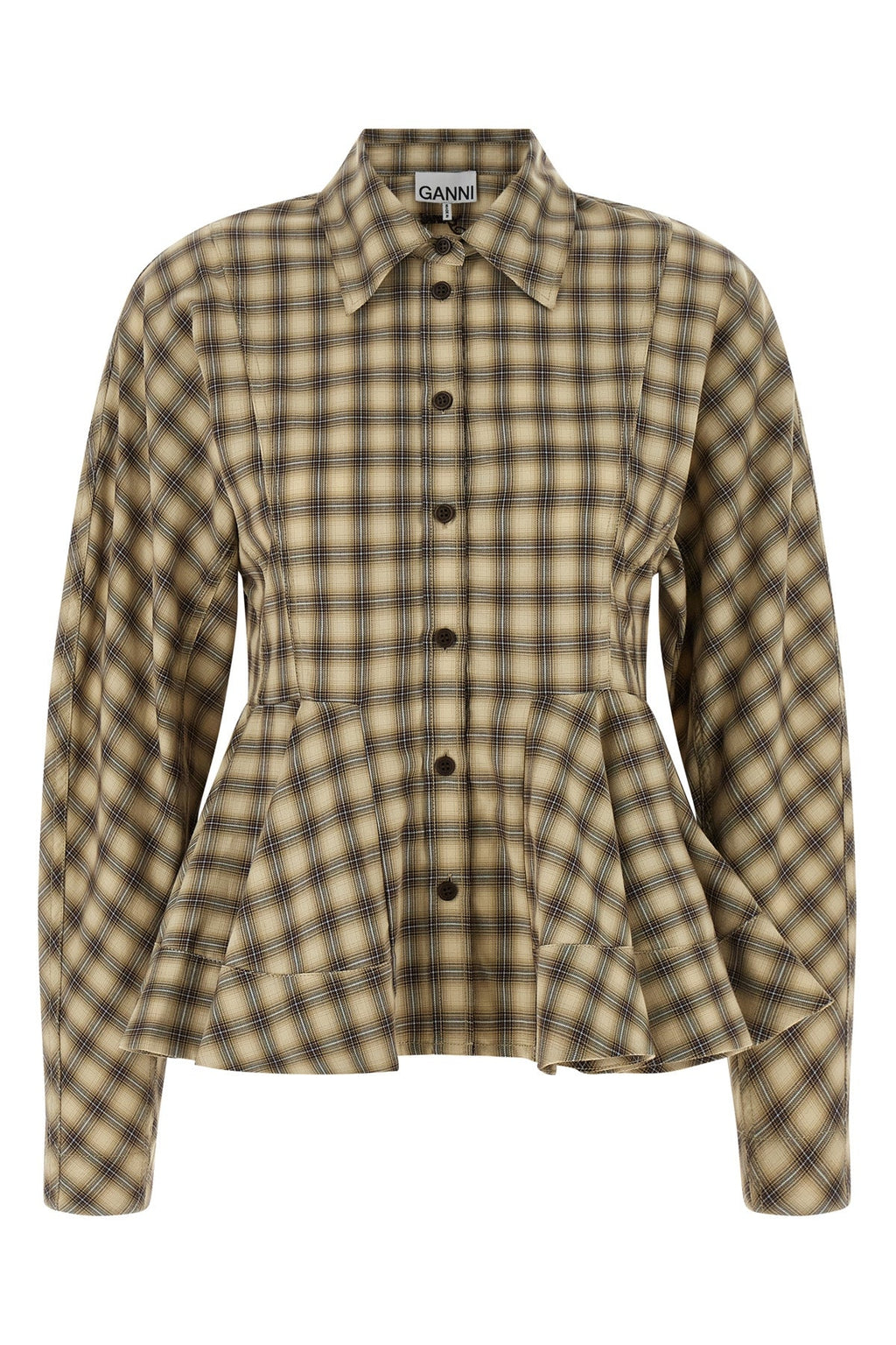 Check Flannel Peplum Shirt