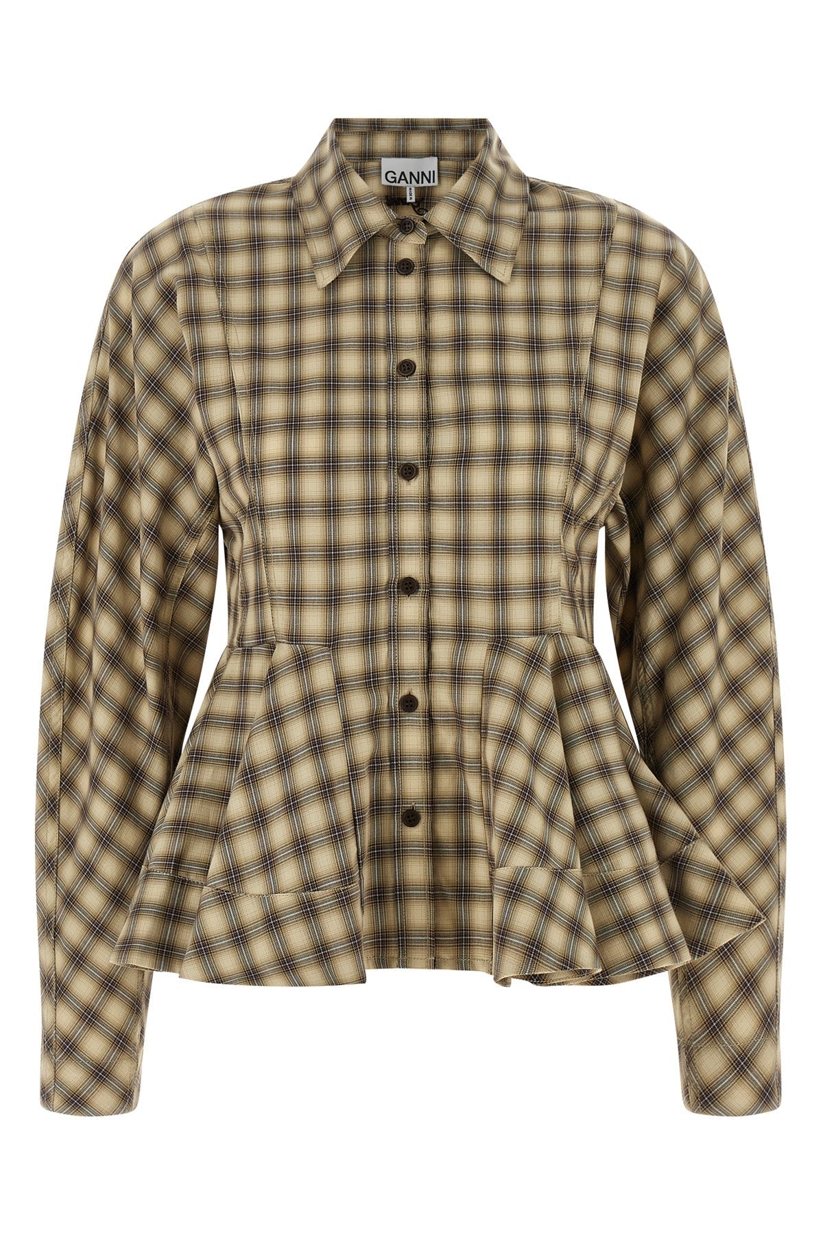 Check Flannel Peplum Shirt