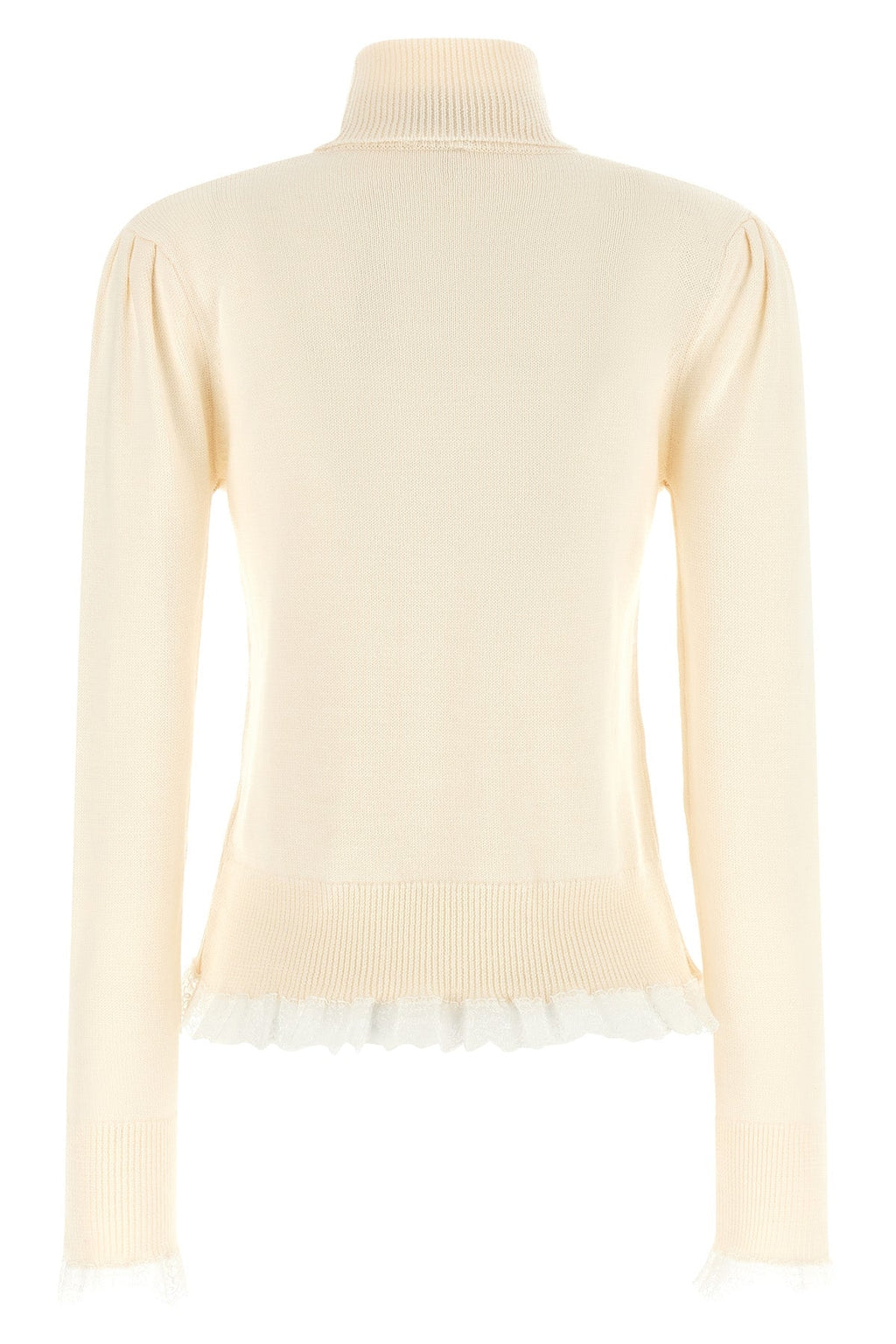 GANNI Turtleneck Sweater with Lace Trim