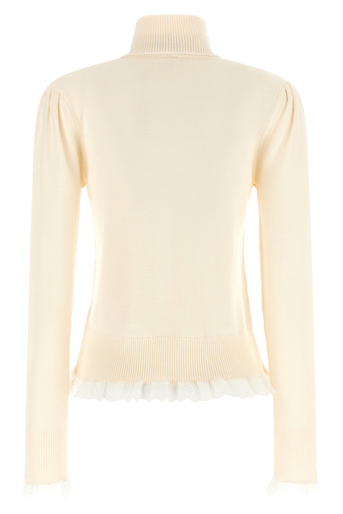 GANNI Turtleneck Sweater with Lace Trim