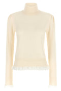 GANNI Turtleneck Sweater with Lace Trim