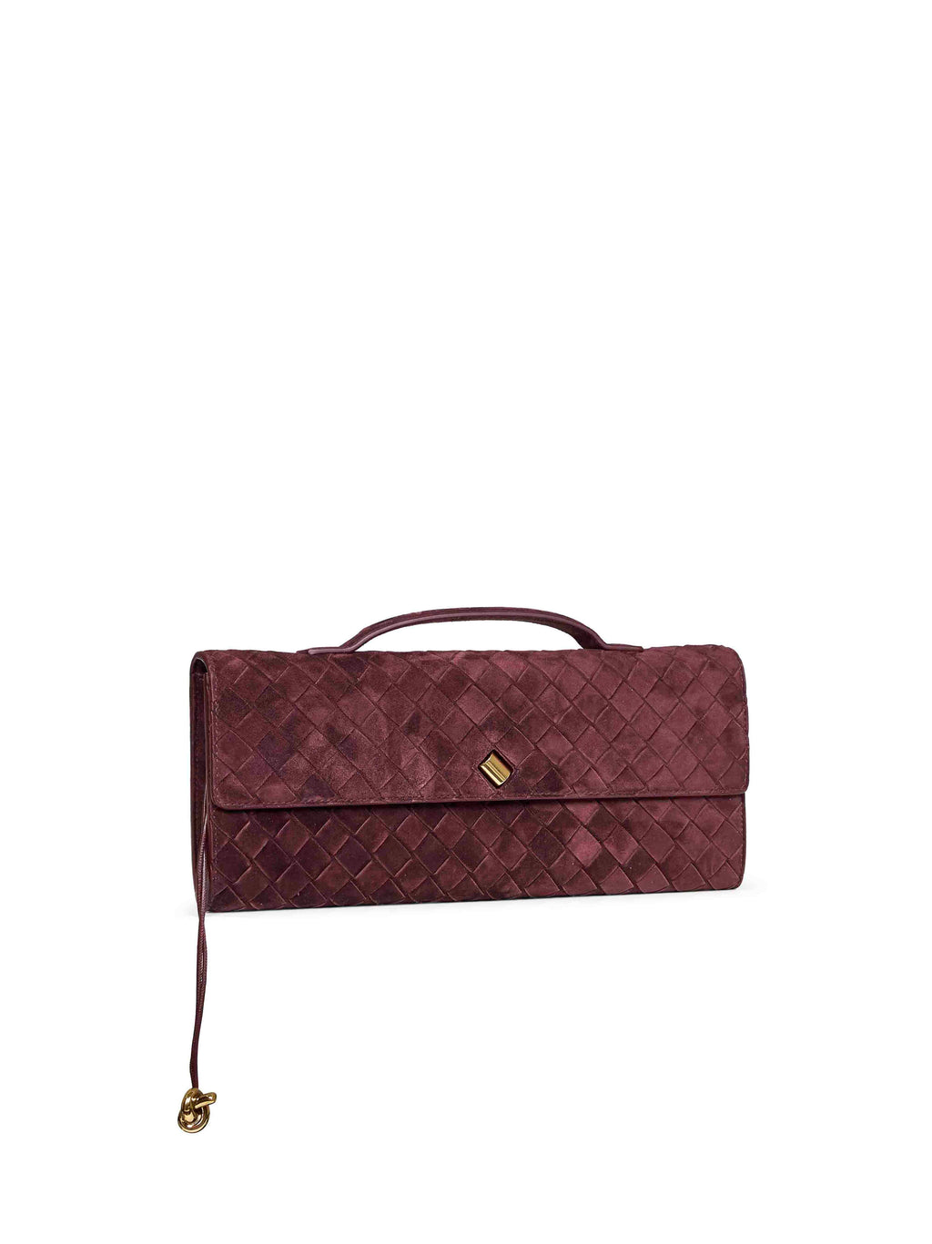 Bottega Veneta Women Deep Mahogany Andiamo Clutch Top Handle Clutch Bag