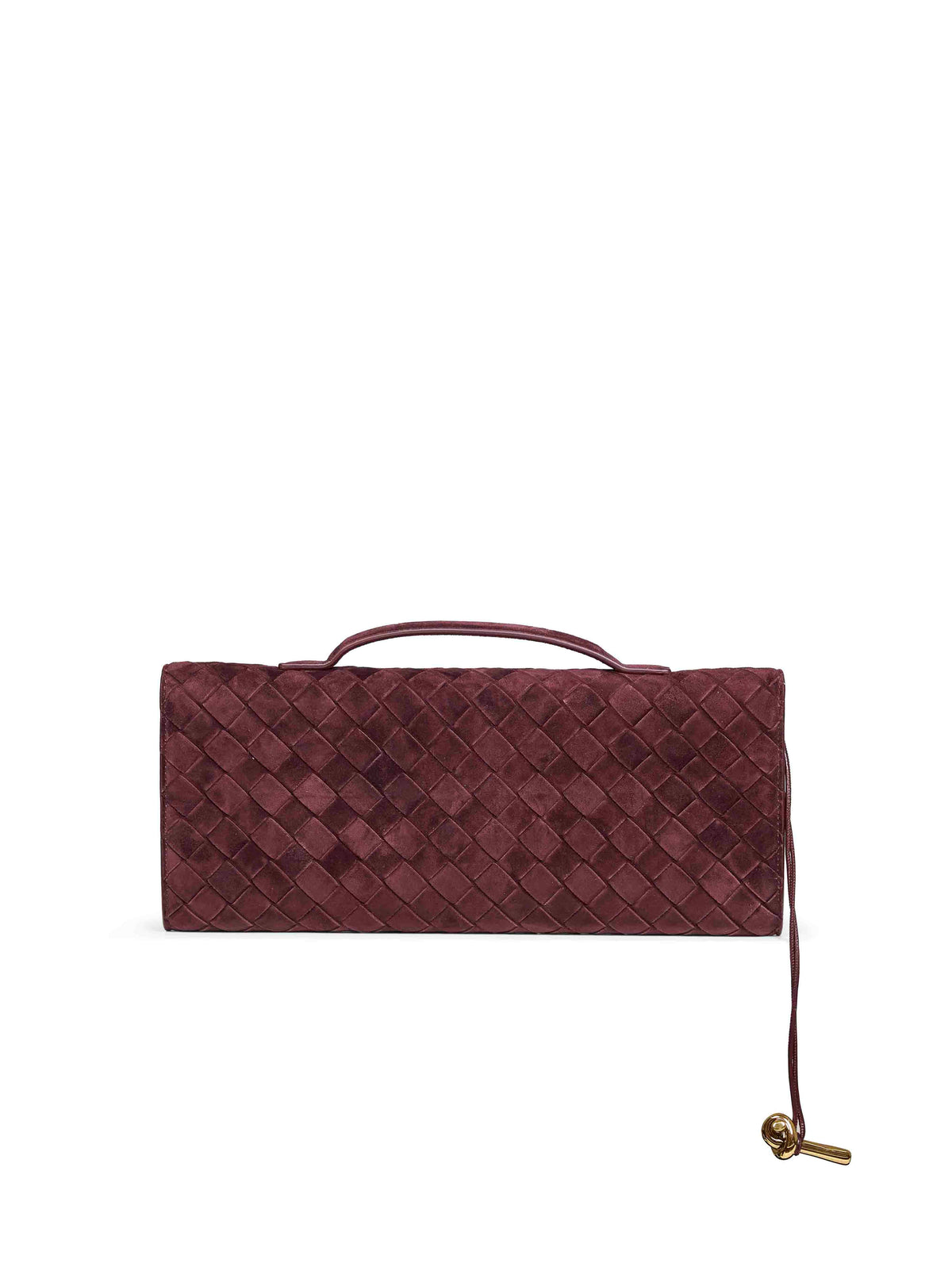 Bottega Veneta Women Deep Mahogany Andiamo Clutch Top Handle Clutch Bag