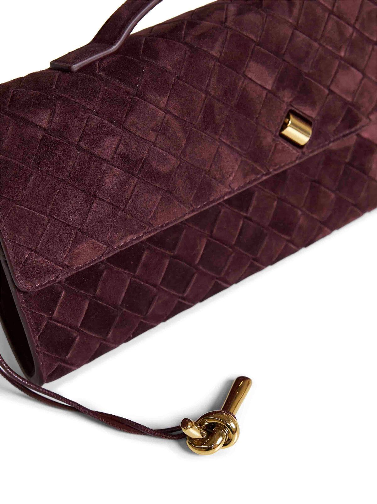 Bottega Veneta Women Deep Mahogany Andiamo Clutch Top Handle Clutch Bag