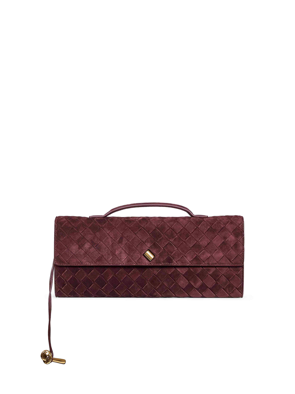 Bottega Veneta Women Deep Mahogany Andiamo Clutch Top Handle Clutch Bag