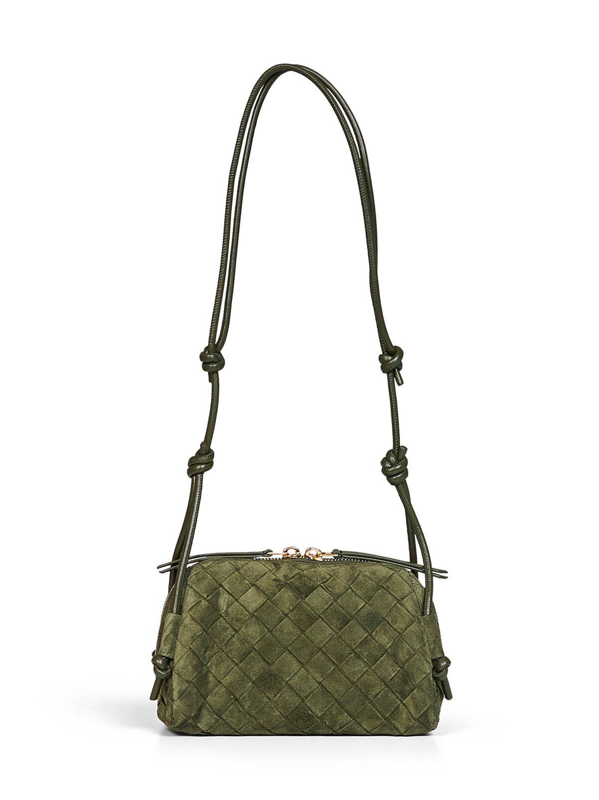 Bottega Veneta Women Green Tweed Concert Pouch