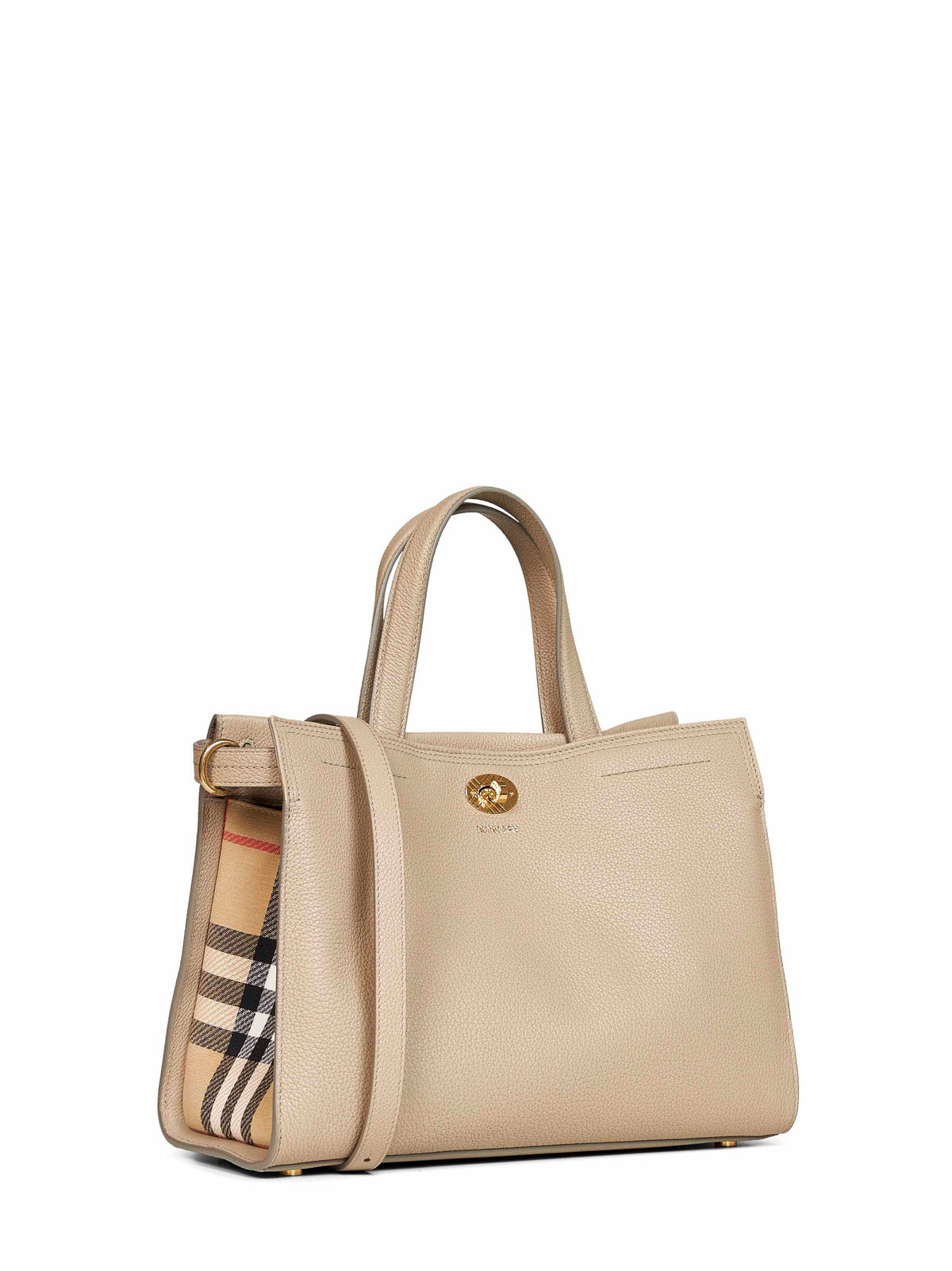 Burberry Women Beige Cotswolds Leather Tote Bag<Br/>