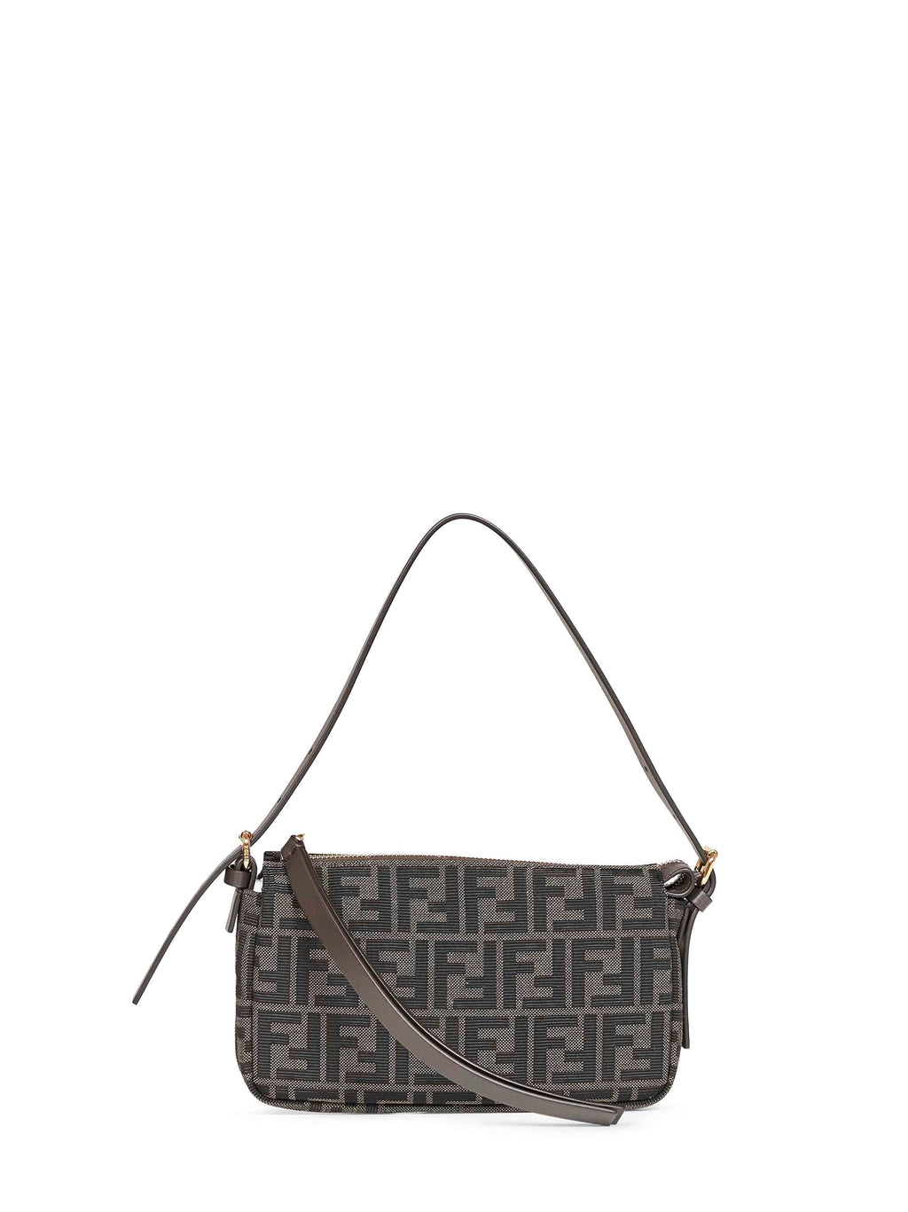Fendi Women Brown Zip-Top Small Shoulder Bag