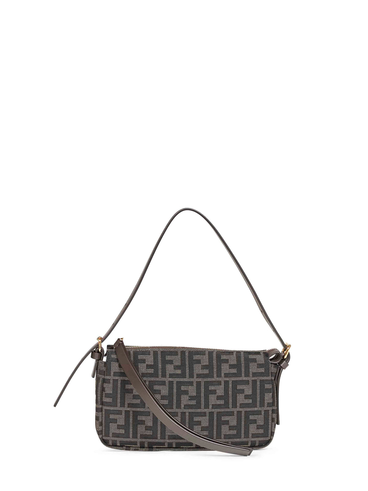Fendi Women Brown Zip-Top Small Shoulder Bag