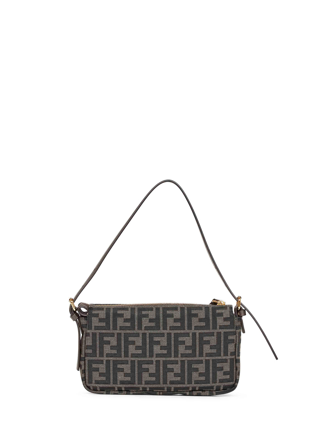 Fendi Women Brown Zip-Top Small Shoulder Bag