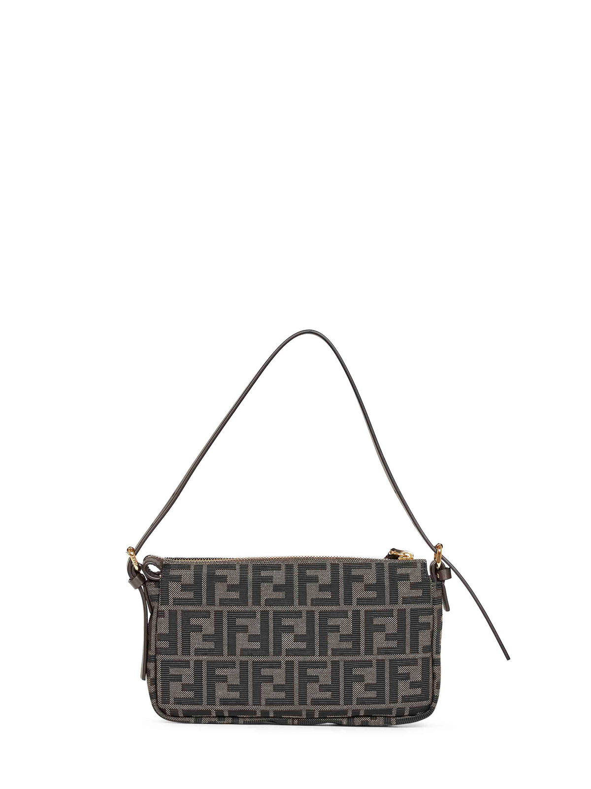 Fendi Women Brown Zip-Top Small Shoulder Bag