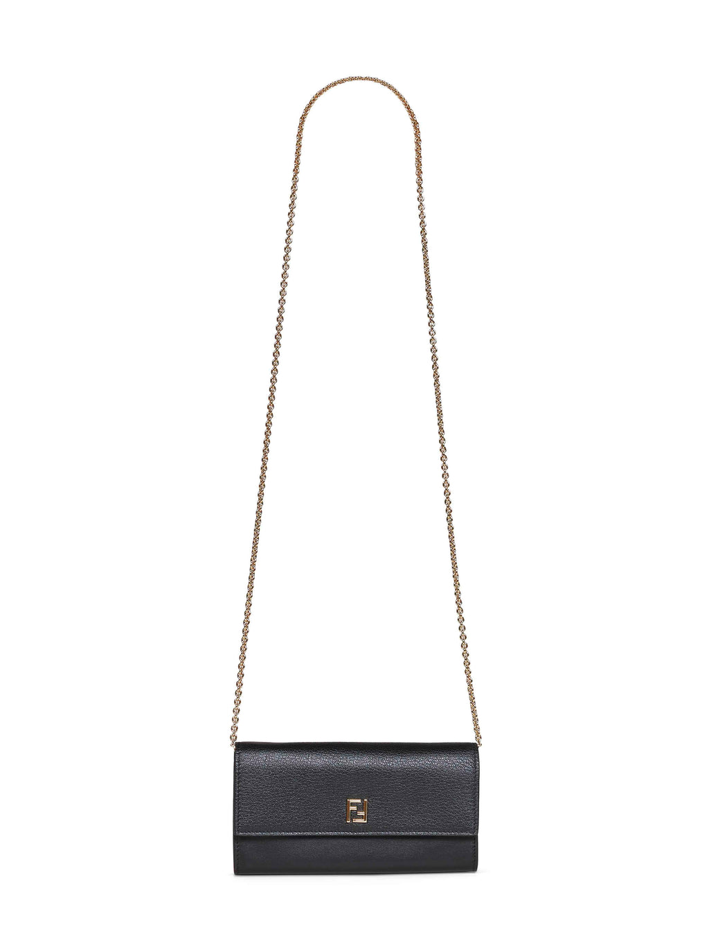 Fendi Women Black Continental With Chain Ff Wallet On Chain