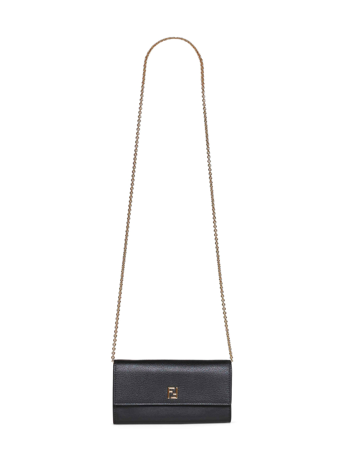 Fendi Women Black Continental With Chain Ff Wallet On Chain