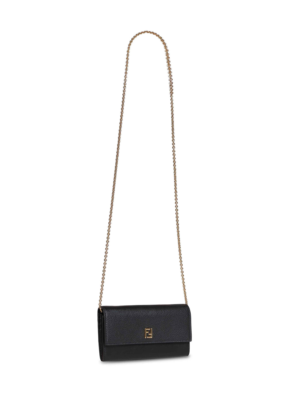 Fendi Women Black Continental With Chain Ff Wallet On Chain