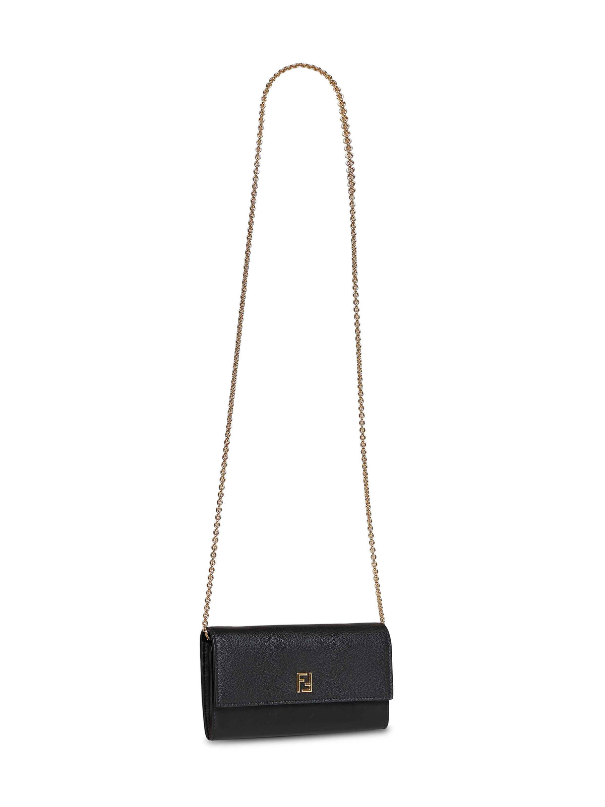 Fendi Women Black Continental With Chain Ff Wallet On Chain